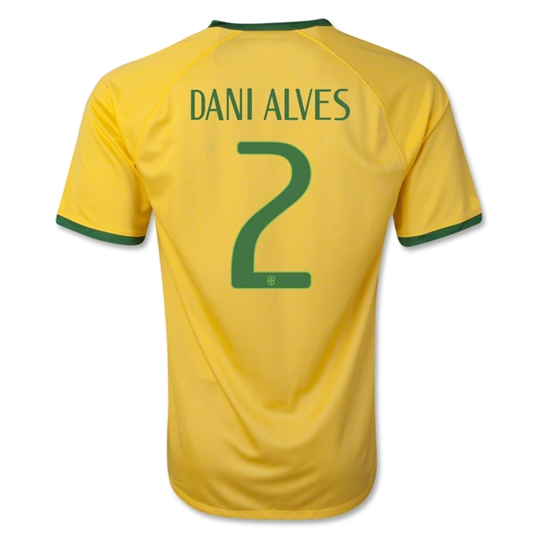 2014 Brazil #2 DANI ALVES Home Yellow Jersey Shirt - Click Image to Close