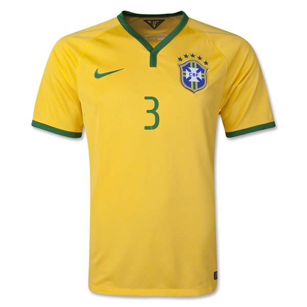 2014 Brazil #3 T.SILVA Home Yellow Jersey Shirt - Click Image to Close