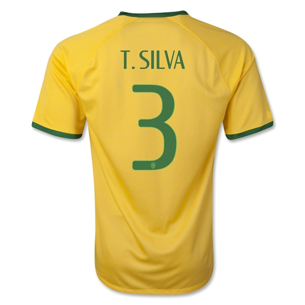 2014 Brazil #3 T.SILVA Home Yellow Jersey Shirt - Click Image to Close