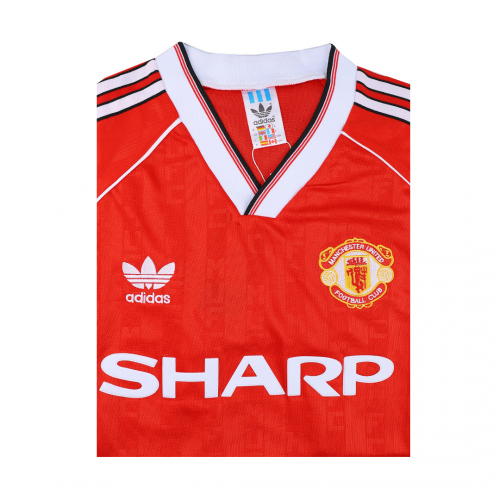 88-89 MANCHESTER UNITED HOME RED RETRO SOCCER JERSEY SHIRT - Click Image to Close