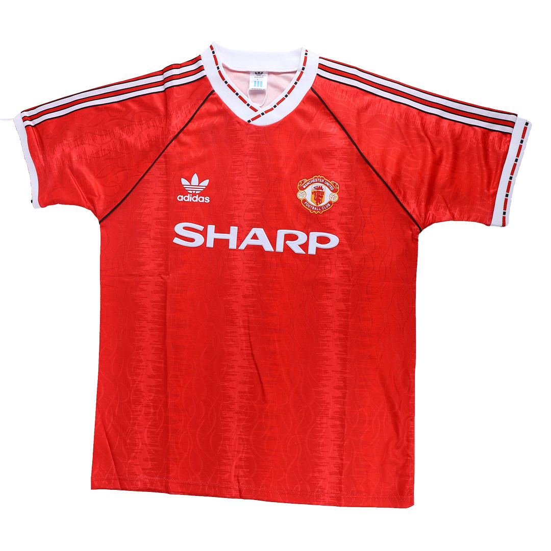 90-92 MANCHESTER UNITED HOME RED RETRO SOCCER JERSEY SHIRT - Click Image to Close