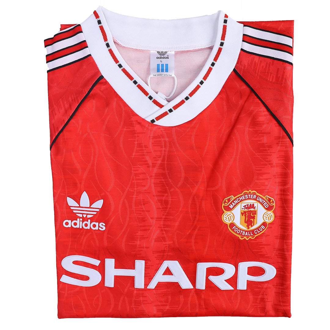 90-92 MANCHESTER UNITED HOME RED RETRO SOCCER JERSEY SHIRT - Click Image to Close