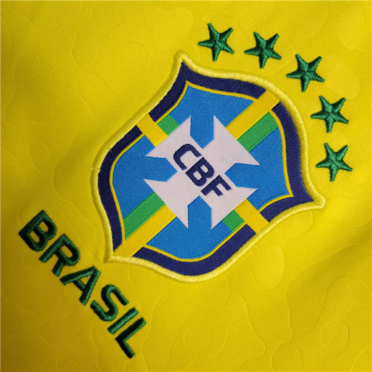 BRAZIL WORLD CUP 2022 HOME YELLOW LONG SLEEVE SOCCER JERSEY SHIRT - Click Image to Close