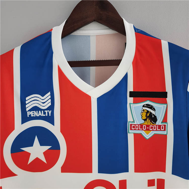 Colo-Colo Retro Soccer Jersey 1986 Away Red&Blue Football Shirt - Click Image to Close