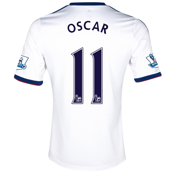 13-14 Chelsea #11 OSCAR White Away Soccer Jersey Shirt - Click Image to Close