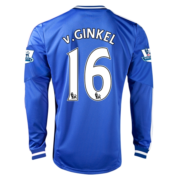 13-14 Chelsea #16 v.GINKEL Home Long Sleeve Jersey Shirt - Click Image to Close