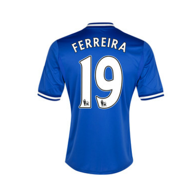 13-14 Chelsea #19 Ferreira Blue Home Soccer Jersey Shirt - Click Image to Close