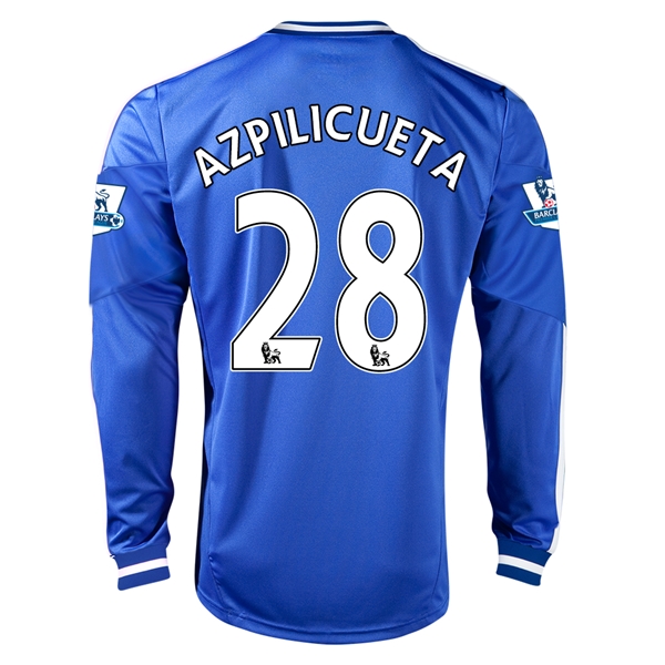 13-14 Chelsea #28 AZPILICUETA Home Long Sleeve Jersey Shirt - Click Image to Close