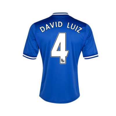 13-14 Chelsea #4 David Luiz Blue Home Soccer Jersey Shirt - Click Image to Close
