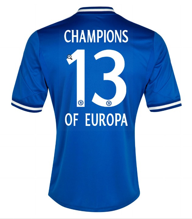 13-14 Chelsea Home Champions Of Europa 13 Printing Shirt - Click Image to Close