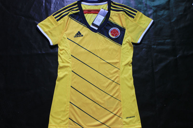 Woman 2014 FIFA World Cup Colombia Home Yellow Soccer Jersey - Click Image to Close