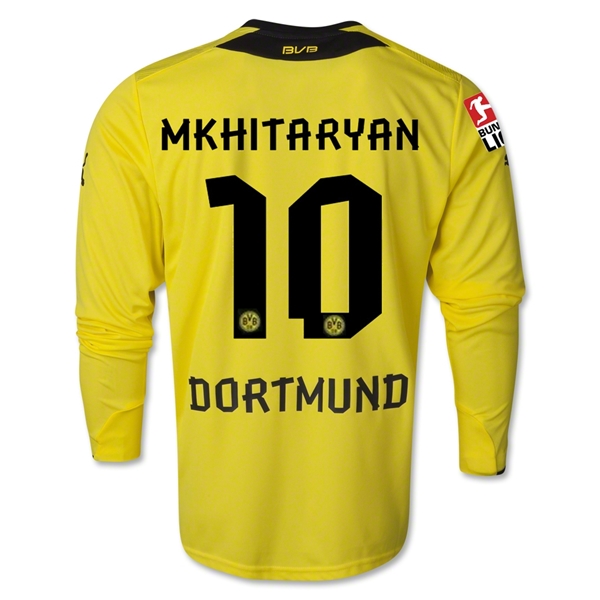 13-14 Borussia Dortmund #10 MKHITARYAN Home Long Sleeve Shirt - Click Image to Close
