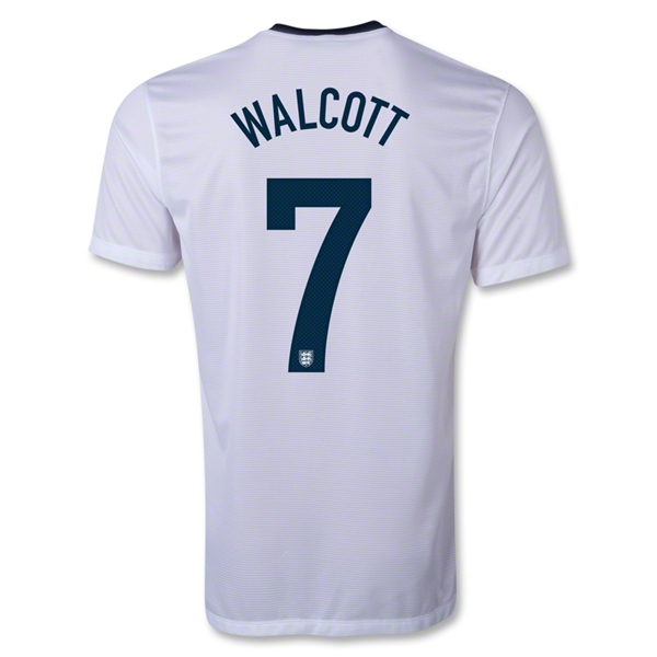 2013 England #7 WALCOTT Home White Jersey Shirt - Click Image to Close