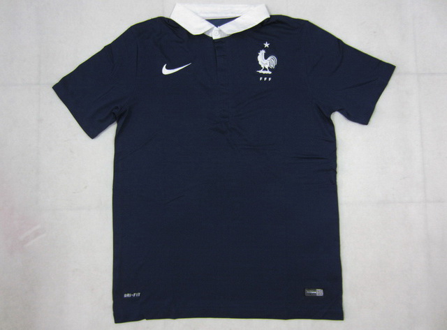 2014 France Home Navy soccer Jersey Shirt - Click Image to Close