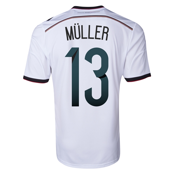 2014 Germany #13 MULLER Home White Soccer Jersey Shirt - Click Image to Close