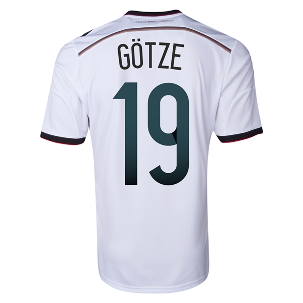 2014 Germany #19 GOTZE Home White Soccer Jersey Shirt - Click Image to Close