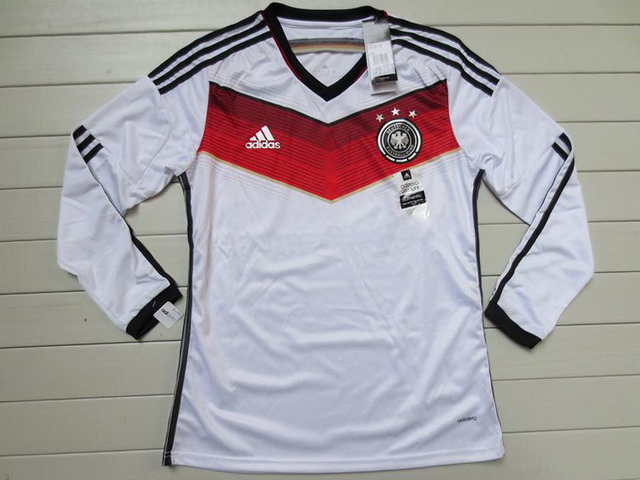 2014 Germany Home White Soccer Long Sleeve Jersey Shirt - Click Image to Close