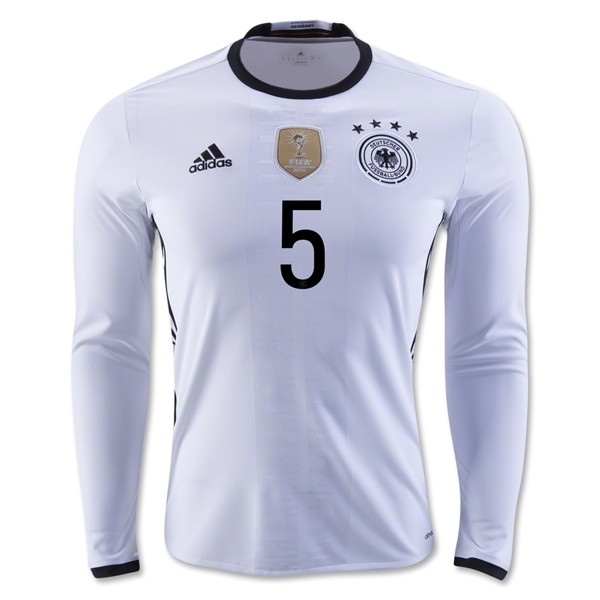 Germany LS Home 2016 HUMMELS #5 Soccer Jersey - Click Image to Close