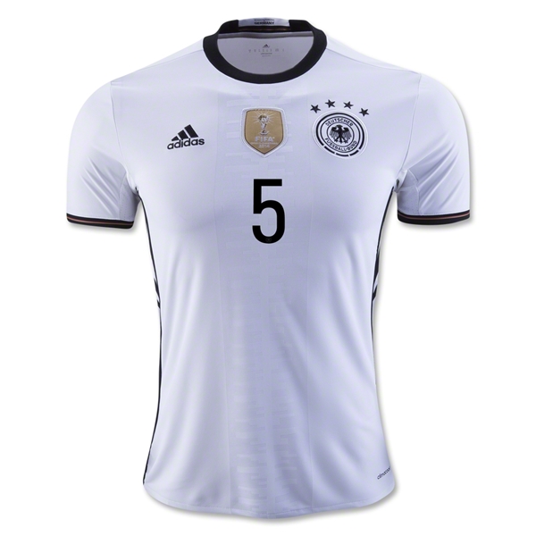 Germany Home 2016 HUMMELS #5 Soccer Jersey - Click Image to Close
