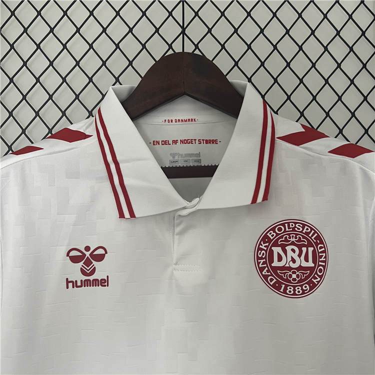 UEFA Euro 2024 Denmark Football Shirt Away White Soccer Jersey - Click Image to Close