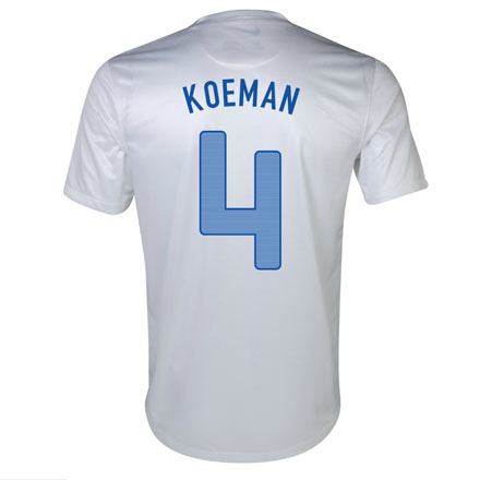 2013 Netherlands #4 Koeman Away White Jersey Shirt - Click Image to Close