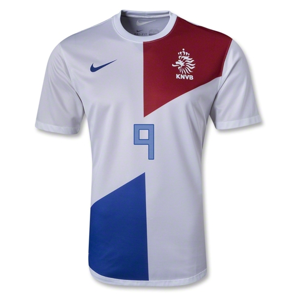 2013 Netherlands #9 V.PERSIE Away White Jersey Shirt - Click Image to Close