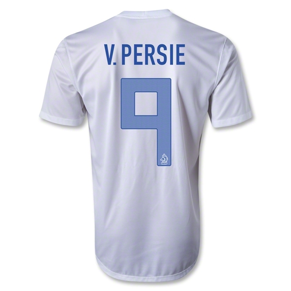 2013 Netherlands #9 V.PERSIE Away White Jersey Shirt - Click Image to Close
