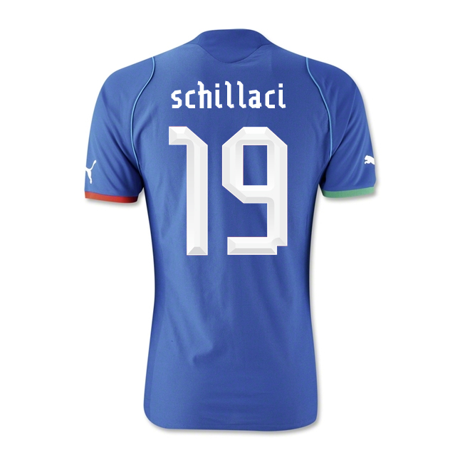 13-14 Italy #19 Schillachi Home Blue Soccer Jersey Shirt - Click Image to Close