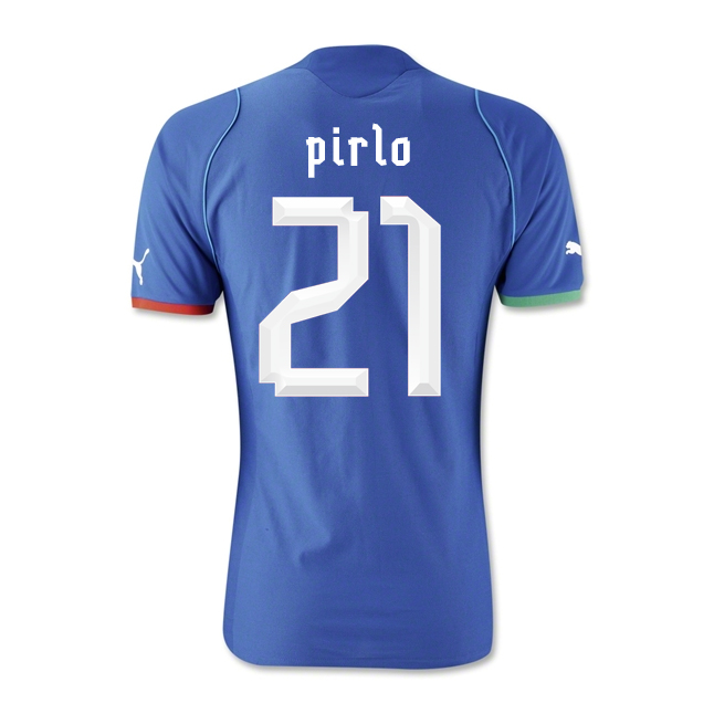 13-14 Italy #21 Pirlo Home Blue Soccer Jersey Shirt - Click Image to Close