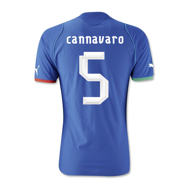 13-14 Italy #5 Cannavaro Home Blue Soccer Jersey Shirt - Click Image to Close