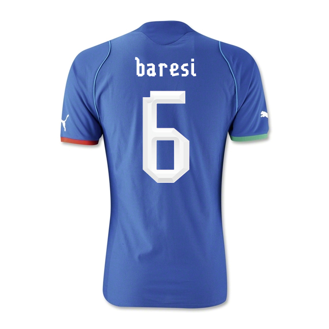 13-14 Italy #6 Baresi Home Blue Soccer Jersey Shirt - Click Image to Close