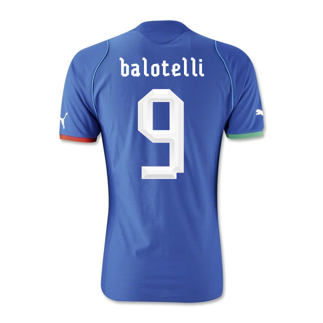13-14 Italy #9 Balotelli Home Blue Soccer Jersey Shirt - Click Image to Close