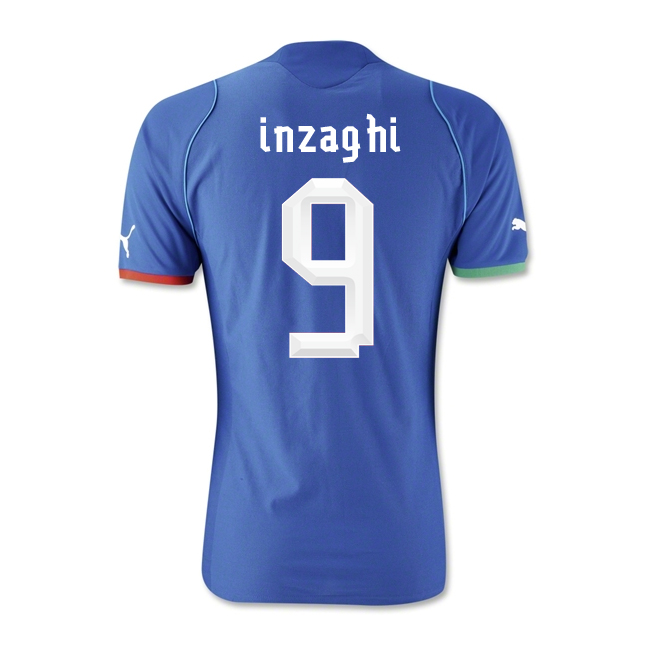 13-14 Italy #9 Inzaghi Home Blue Soccer Jersey Shirt - Click Image to Close
