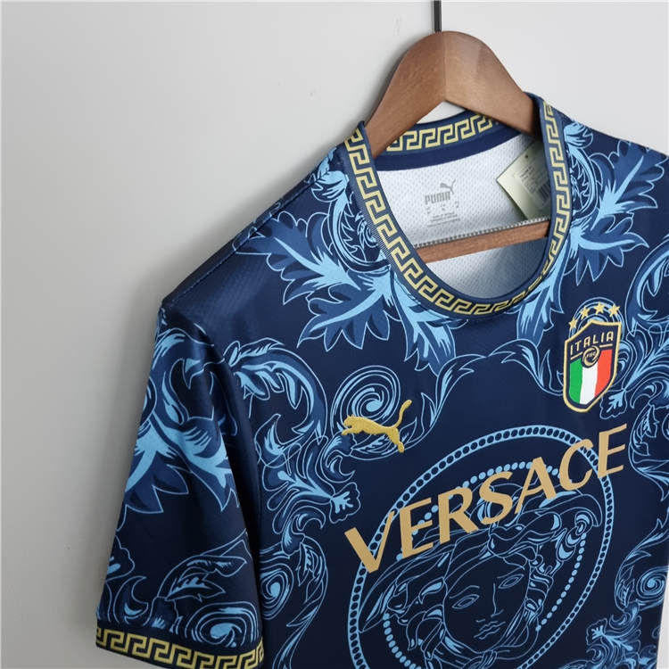2022 Italy Puma X Versace Blue Soccer Jersey Football Shirt - Click Image to Close