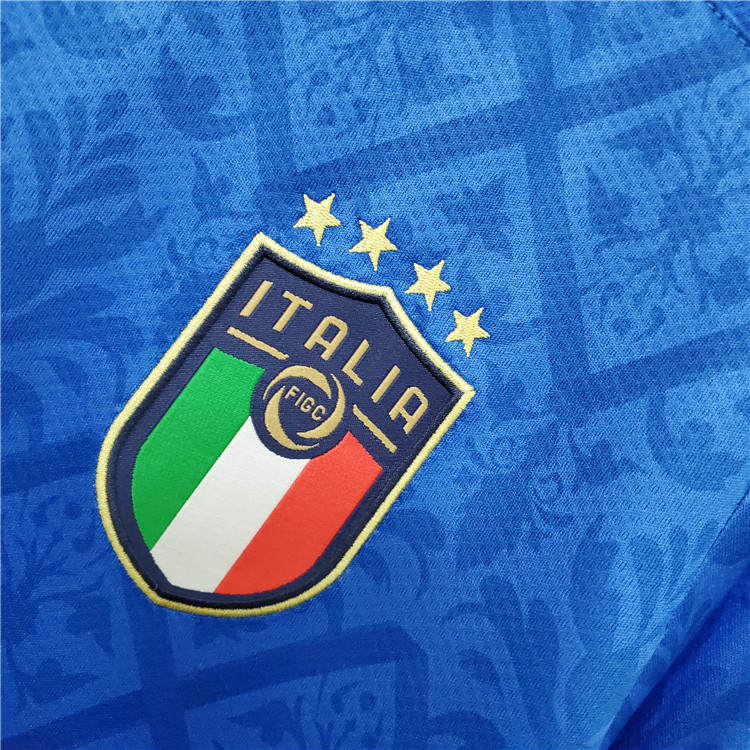 Euro 2020 Final Italy VS England Home Kit Blue Italy Football Shirt - Click Image to Close