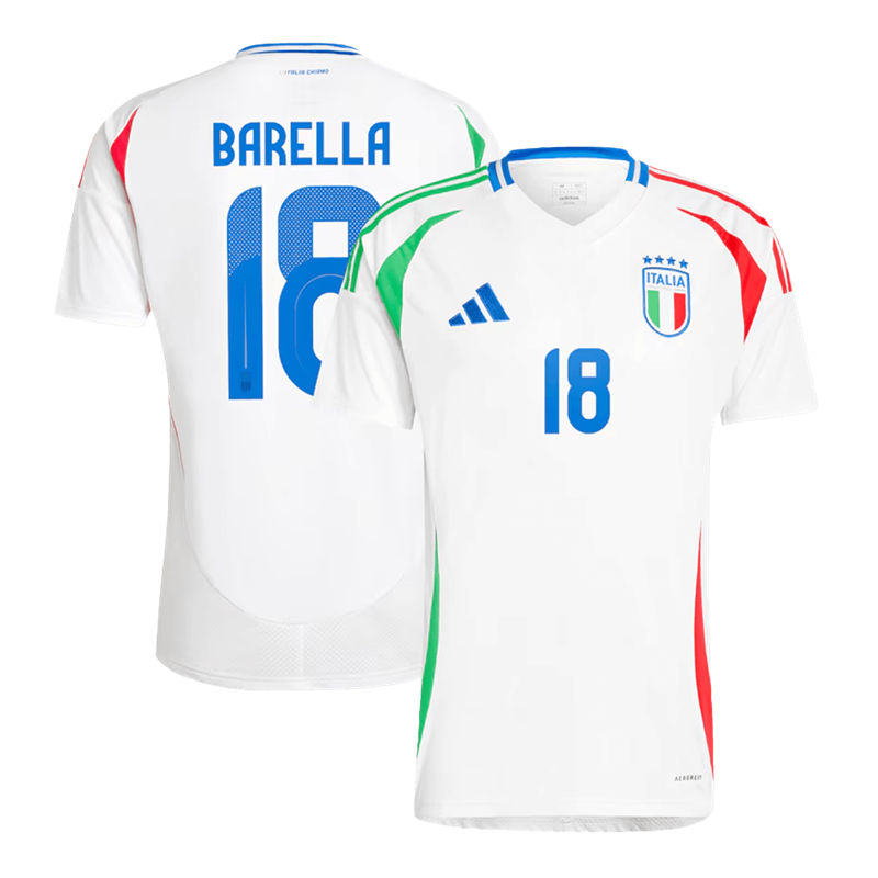 UEFA Euro 2024 Italy Football Shirt Away White Jersey BARELLA #18 - Click Image to Close