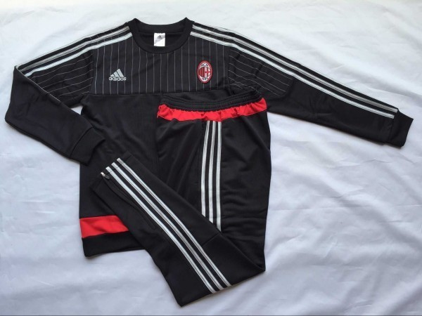 AC Milan 2015-16 Black Training Suit With Pants - Click Image to Close