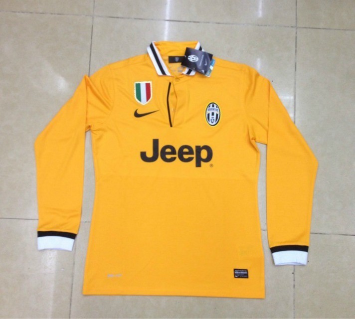 13-14 Juventus Away Yellow Long Sleeve Jersey Shirt - Click Image to Close