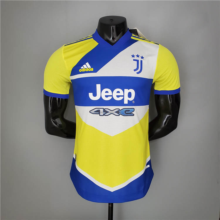 Juventus 21-22 Third Yellow Blue Soccer Jersey #7 VLAHOVIĆ Football Shirt - Click Image to Close