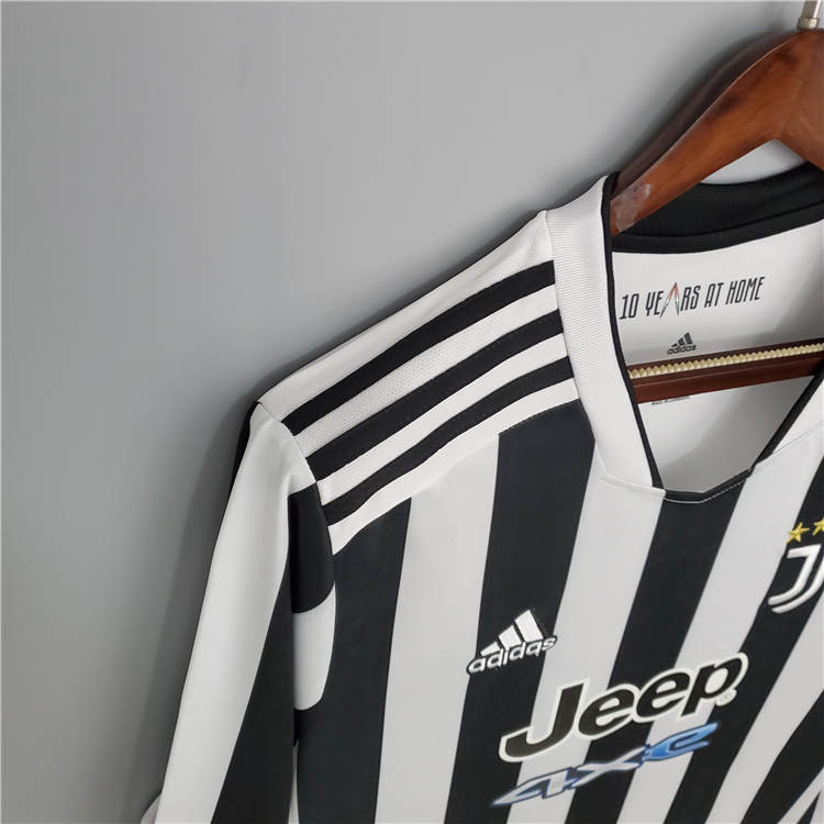 Juventus 21-22 Home White&Black Soccer Jersey Long Sleeve Football Shirt - Click Image to Close