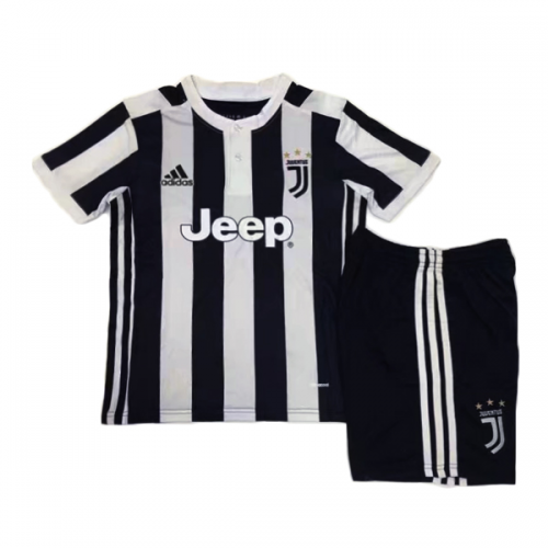 Kids Juventus 2017/18 Home Soccer Suits (Shirt+Shorts)