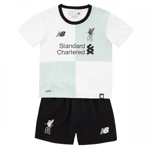 Kids Liverpool Away 2017/18 White Soccer Suits (Shirt+Shorts)