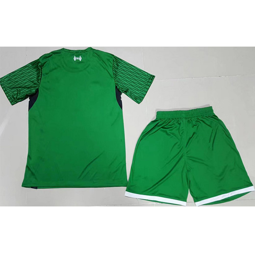 Kids Liverpool Away 2017/18 Green Soccer Suits (Shirt+Shorts) - Click Image to Close