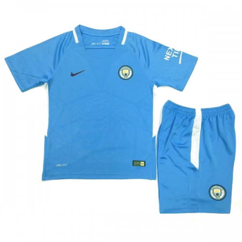Kids Manchester City Home 2017/18 Soccer Suits (Shirt+Shorts)