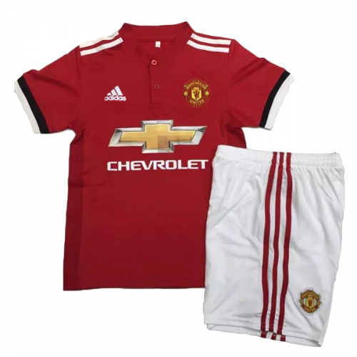 Kids Manchester United Home 2017/18 Soccer Suits (Shirt+Shorts)