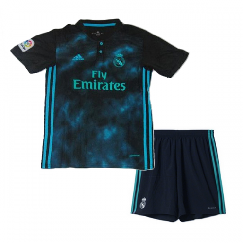 Kids Real Madrid Away 2017/18 Black Soccer Suits (Shirt+Shorts)