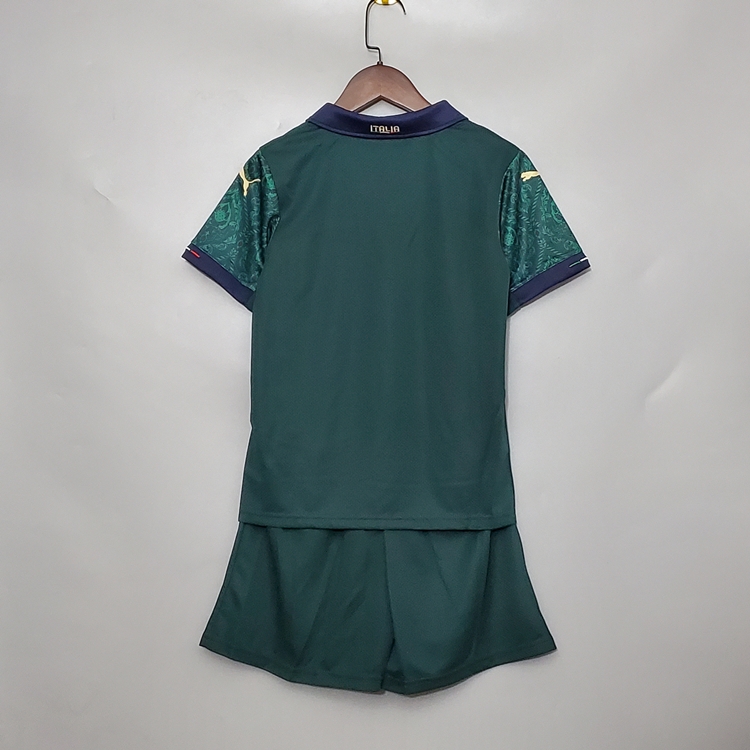 Euro 2020 Italy 2020-21 Kids Third Green Soccer Kit(Shirt+Shorts) - Click Image to Close
