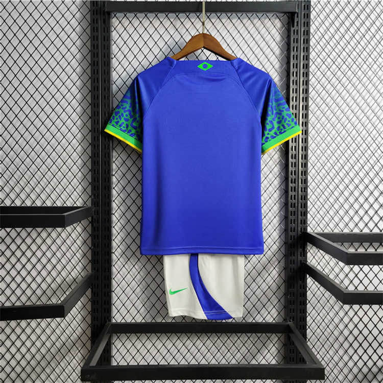 Kids Brazil World Cup 2022 Away Soccer Kit (Shirt+Shorts) - Click Image to Close