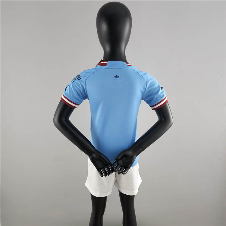 Kids Manchester City 22/23 Home Blue Soccer Football Kit (Shirt+Shorts) - Click Image to Close