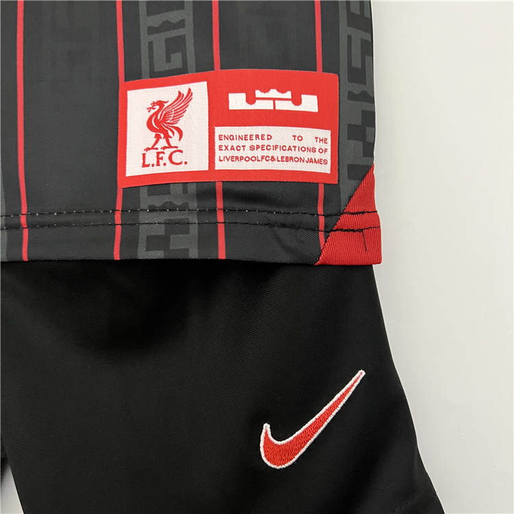 Kids Lebron James X Liverpool 23/24 Home Red Soccer Football Kit (Shirt+Shorts) - Click Image to Close